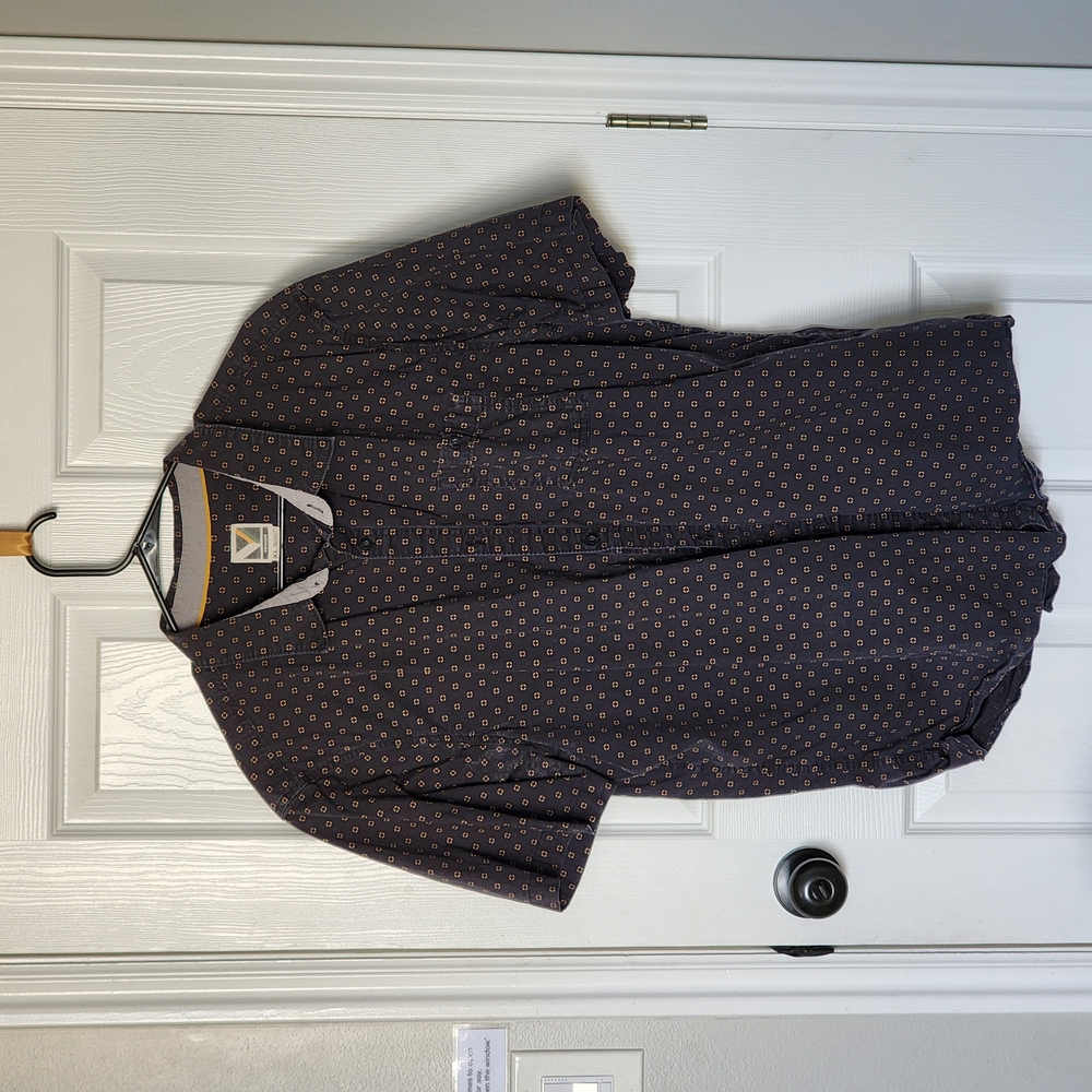 Black Patterned Button-Up Shirt